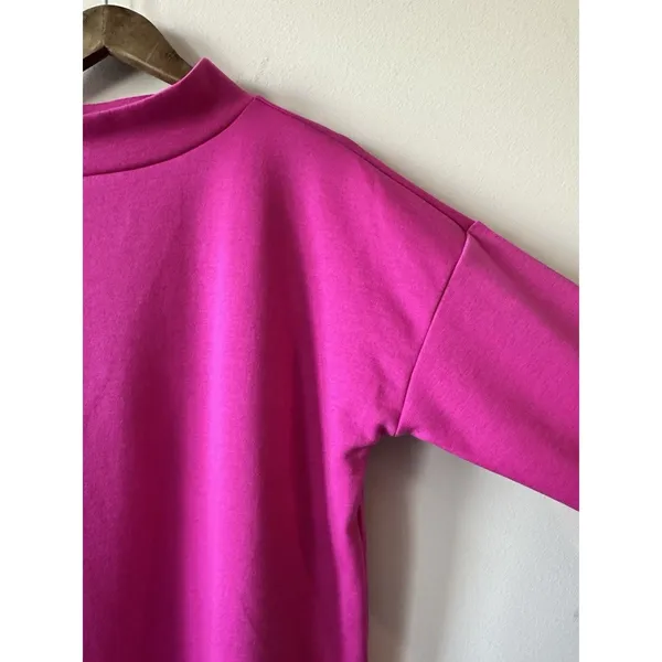 LOFT Outlet Magenta Pink Cozy Mock Neck Fleece Pullover Sweatshirt Large NWOT - Image 3