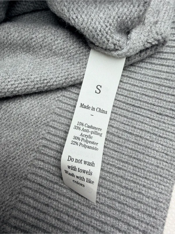 Women’s S Gray Cashmere Blend Cardigan Sweater Gold Knot Buttons Quiet Luxury - Image 7
