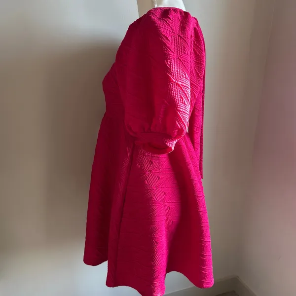 Free People Babydoll Preppy Barbie Hot Pink Mini Dress Peplum Size Small - Image 3