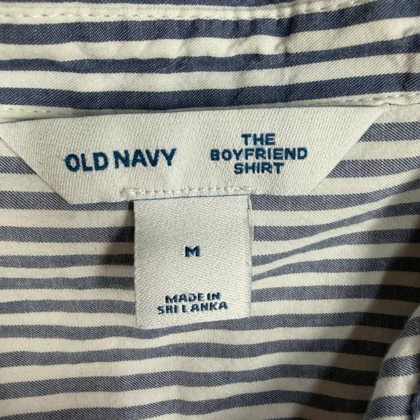 Old Navy M Oversized Striped Boyfriend Shirt Cotton Long Sleeve Button Down Top - Image 6