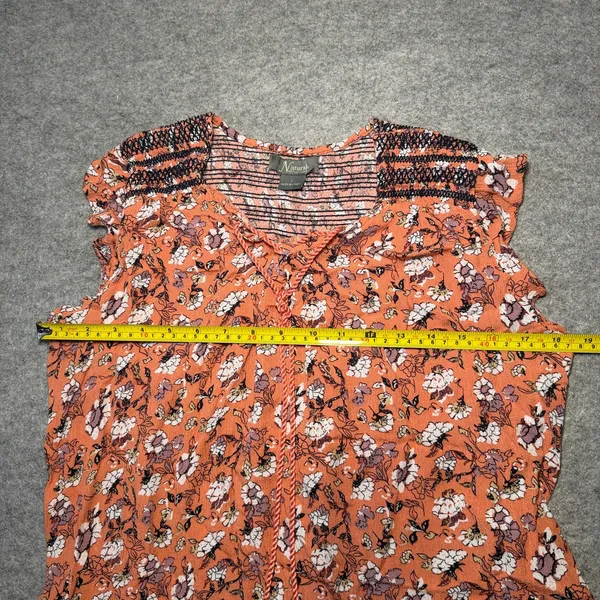 Natural Reflections Women's Floral Smocked Blouse, Size L - Image 6
