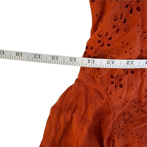 Free People Mockingbird Eyelet Tiered Maxi Dress Size XS Rust Orange Boho Chic - Image 15