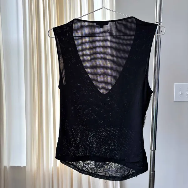 90s Vintage Cache Top Large Black White Beaded Sequin Floral Y2K Glam Whimsygoth - Image 4