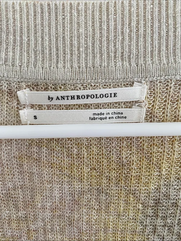 Anthropologie The Dreamer Floral Print Linen-Blend V-Neck Sweater Lightweight S - Image 3