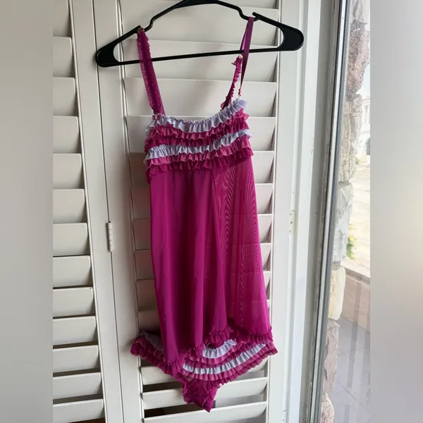 Honey dew 2 piece ruffle magenta lavander set - Image 3