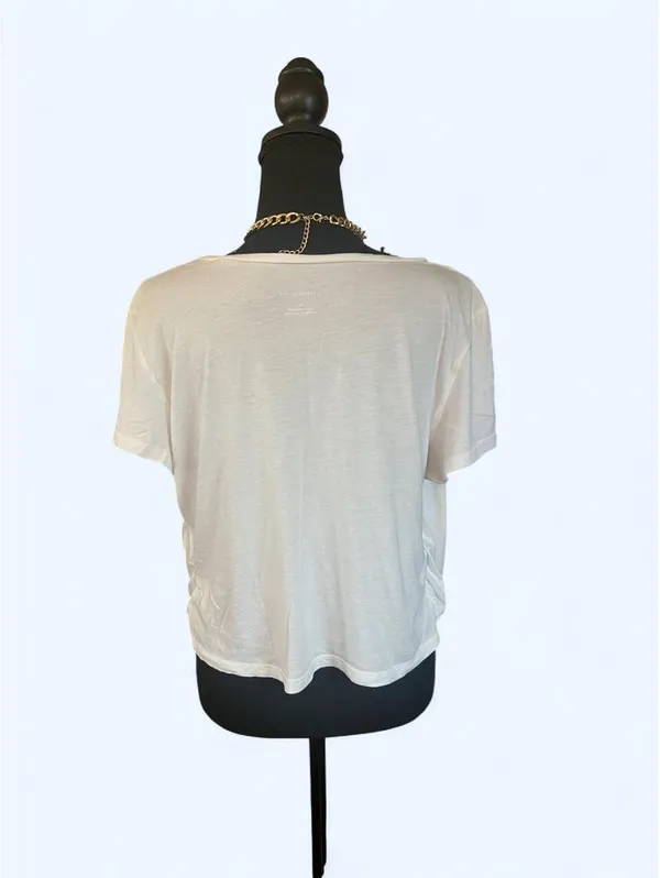 Anthropologie White Draped Twist Wrap Lightweight Boho Minimalist Top Size XL - Image 3