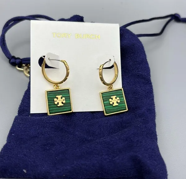 Tory Burch Heart and Square Charm Necklace & Earrings in Semiprecious Stone - Image 7