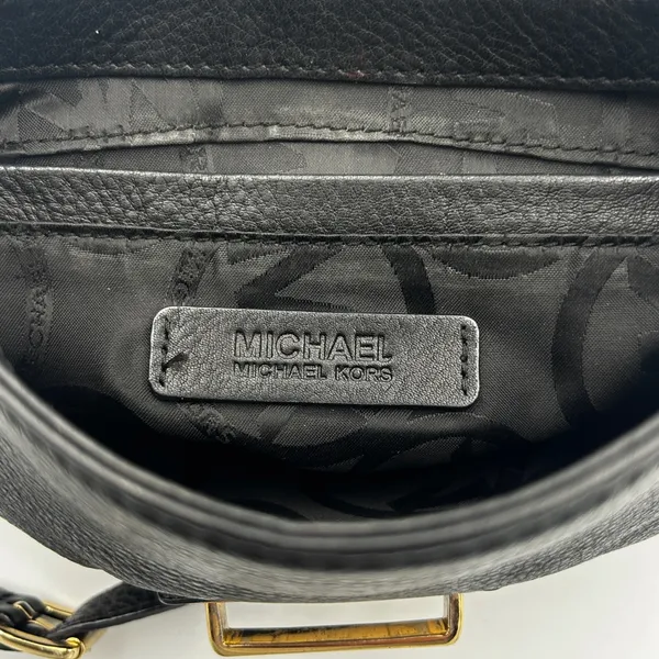 Michael Kors‎ Black Leather Crossbody Bag Womens Small Gold Hardware Y2K Chic - Image 9