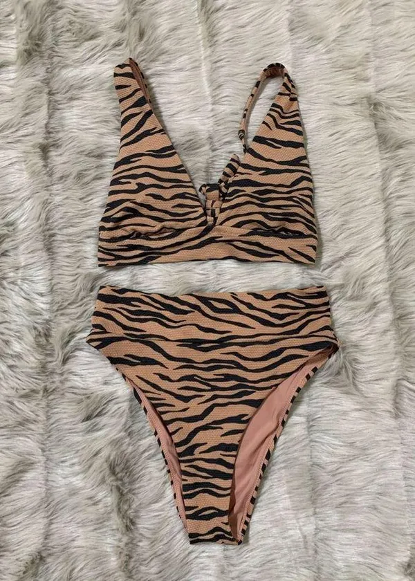 Aerie Pique Animal Print Bikini Small - Image 4