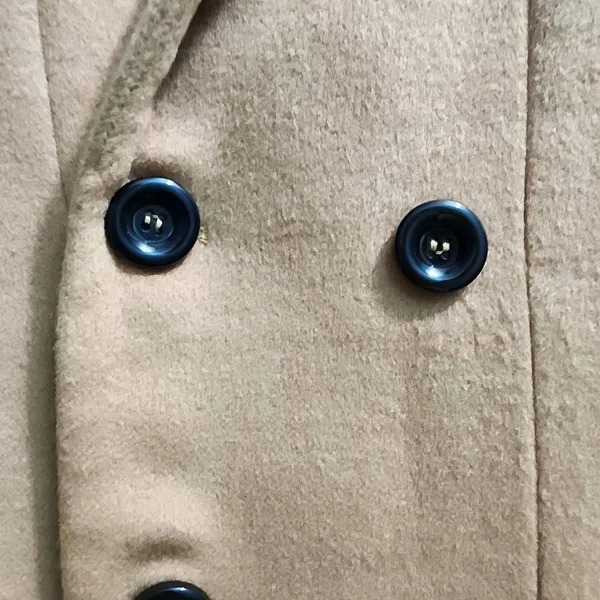 Elegant Double-Breasted Long Wool Blend Camel Coat Winter Outerwear‎ Size L - Image 6
