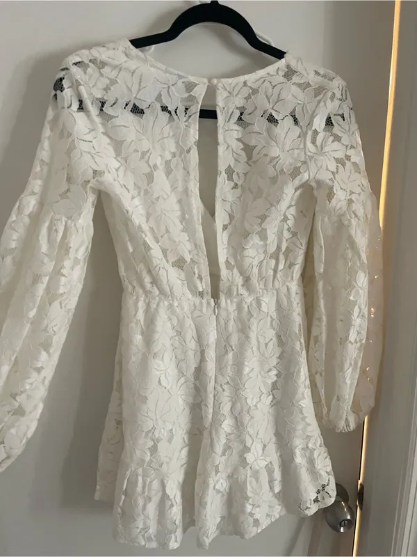 Selfie Leslie Ivory Lace V-Neck Mini Dress - Image 2
