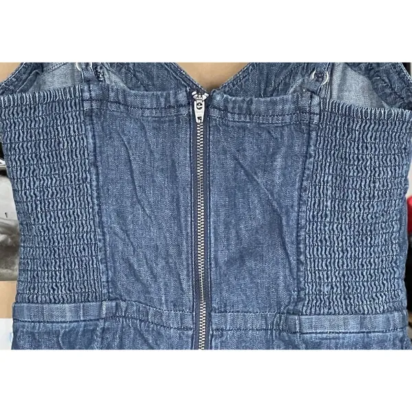 Express Womens Chambray Jumpsuit Sz 0 Boho Coastal Grandma Trouser Romper Y2k - Image 8