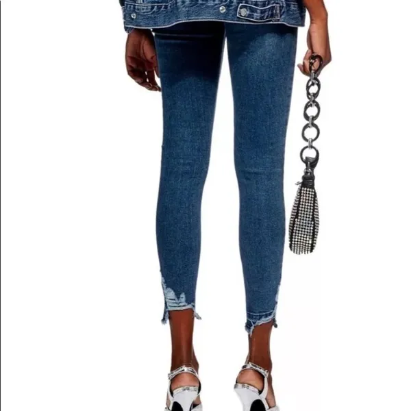 Top Shop Jamie High Rise Chew Hem‎ Skinny Denim Jeans - Image 2