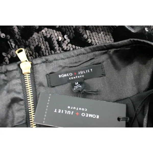 Romeo and Juliet Couture Black Velvet Sequin Skirt Pencil Straight Size MED - Image 9