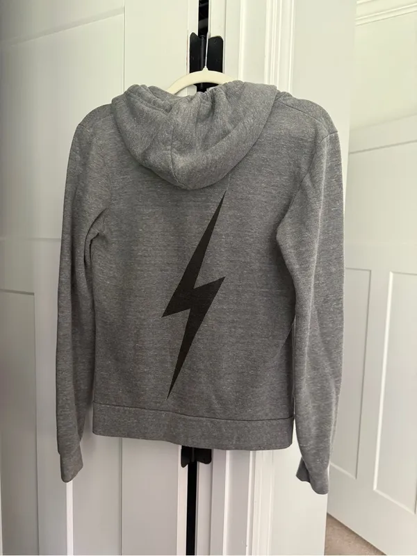 Aviator Nation Bolt Gray Zip-Up Hoodie Lightning Heather - Image 6