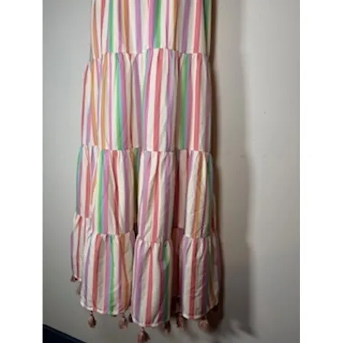 Chicwish Maxi Dress Multicolor Striped Tassel Tiered Boutique Summer Boho XL - Image 4