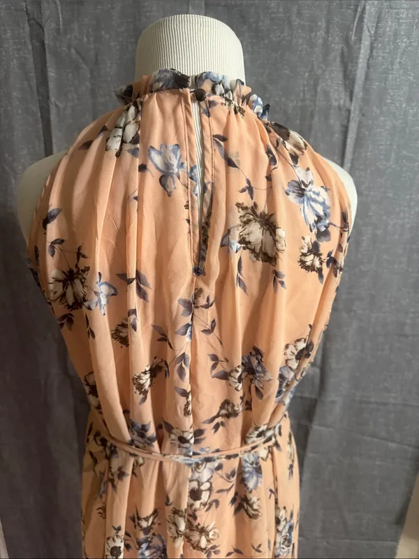 Pinkblush Peach Floral Halter Midi Dress - Image 10