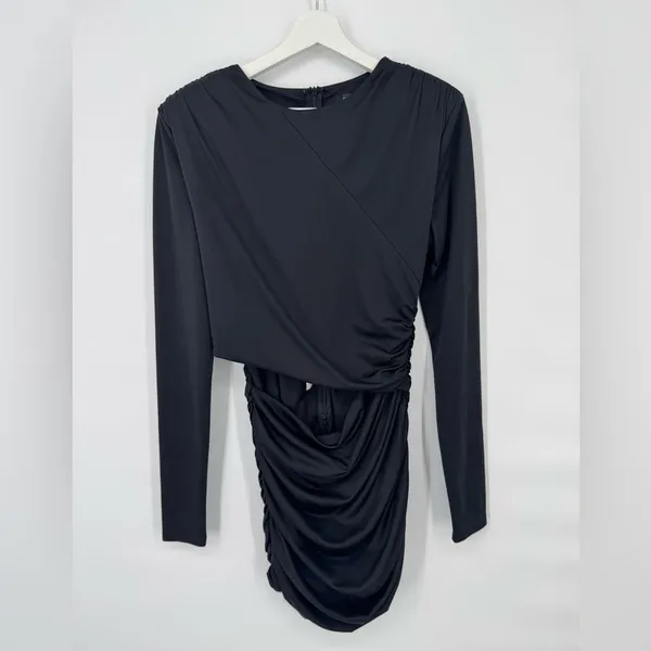 Area Stars Jersey Ruched Dress Bodycon Black‎ Large - Image 4