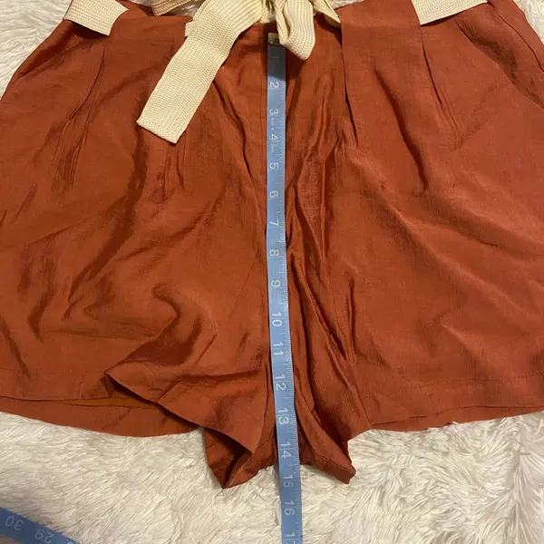 All in Favor Front Tie Pleated Terracotta Shorts - Image 7