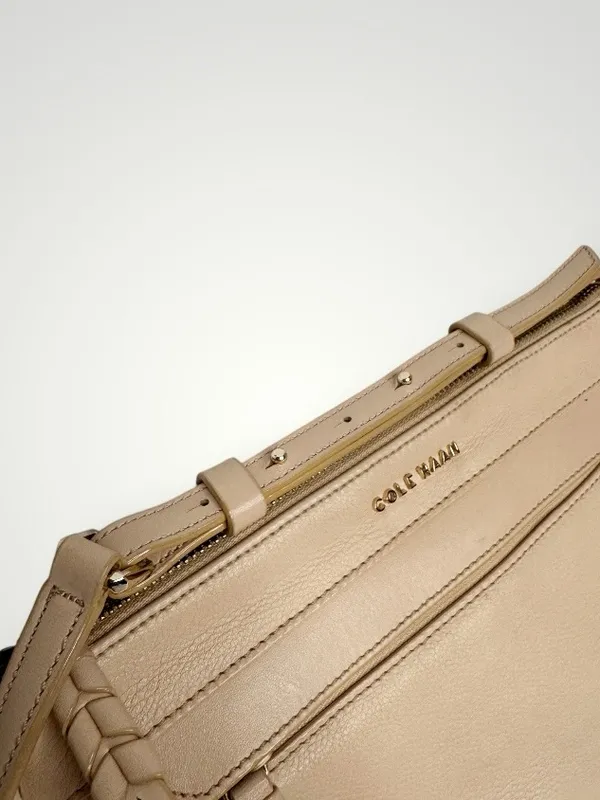 Cole Haan Beige Leather Crossbody Handbag - Image 6
