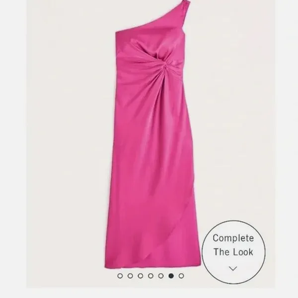 Abercrombie & Fitch One-Shoulder Satin pink Knotted Midi Dress Size XXS like new - Image 9