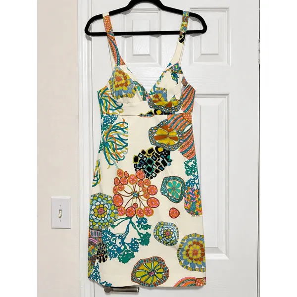 Trina Turk Retro Mod Ocean Botanical Print Fit Flare Dress Multicolor Size 4 - Image 2