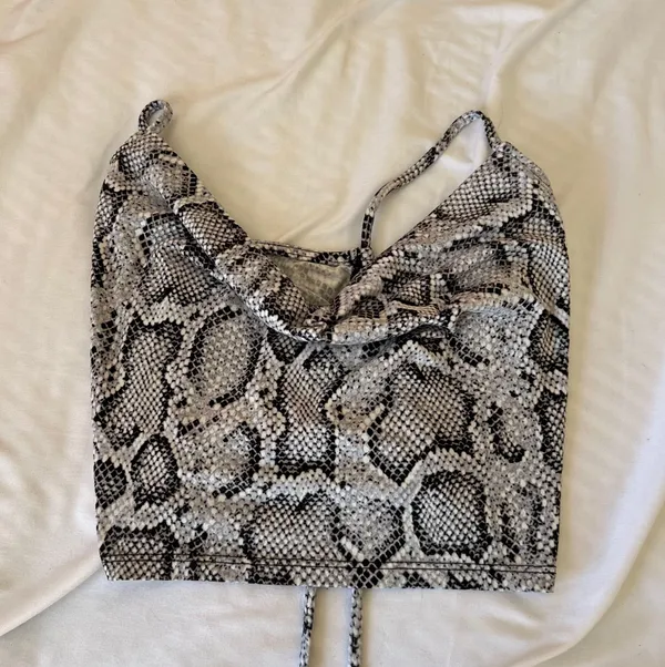 Windsor snakeskin cowlneck backless crop top - Image 2