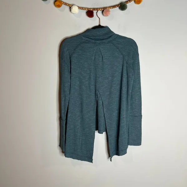 Free People We the Free teal mock neck open back long sleeve ribbed top - Image 5