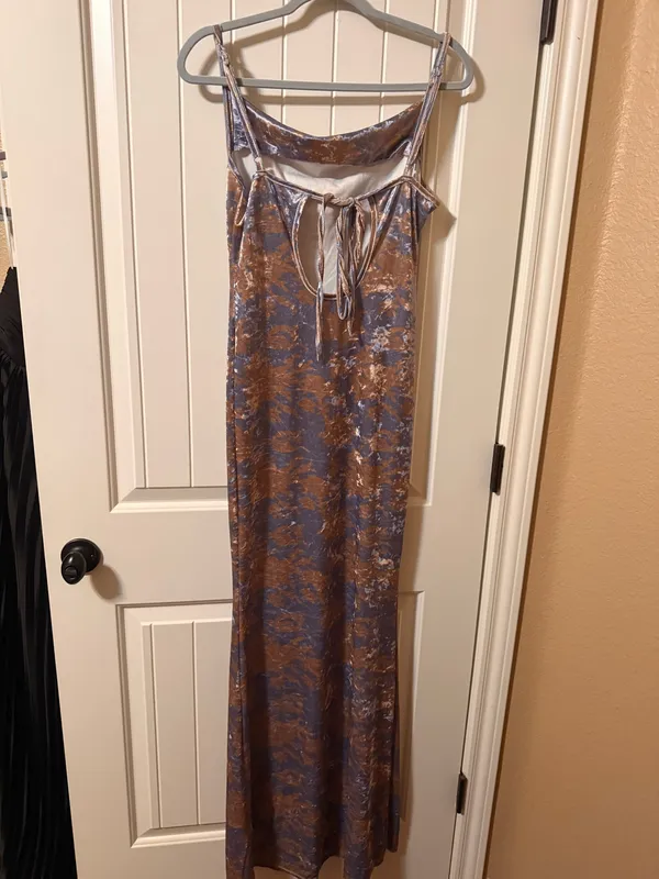 Velvet Floral Cowl Neck Maxi Dress - Image 5