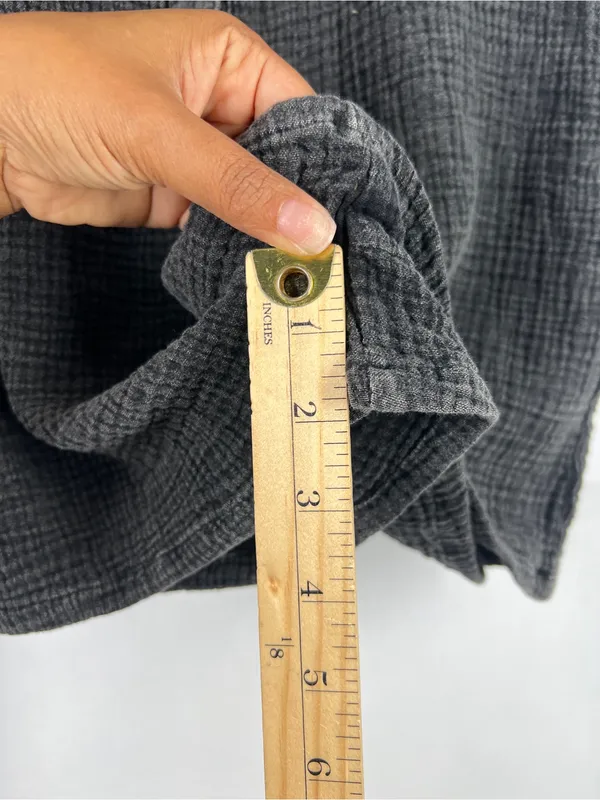 Bird Bee Textured Gauze Romper Charcoal Black Long Sleeve Button Front Size M - Image 11