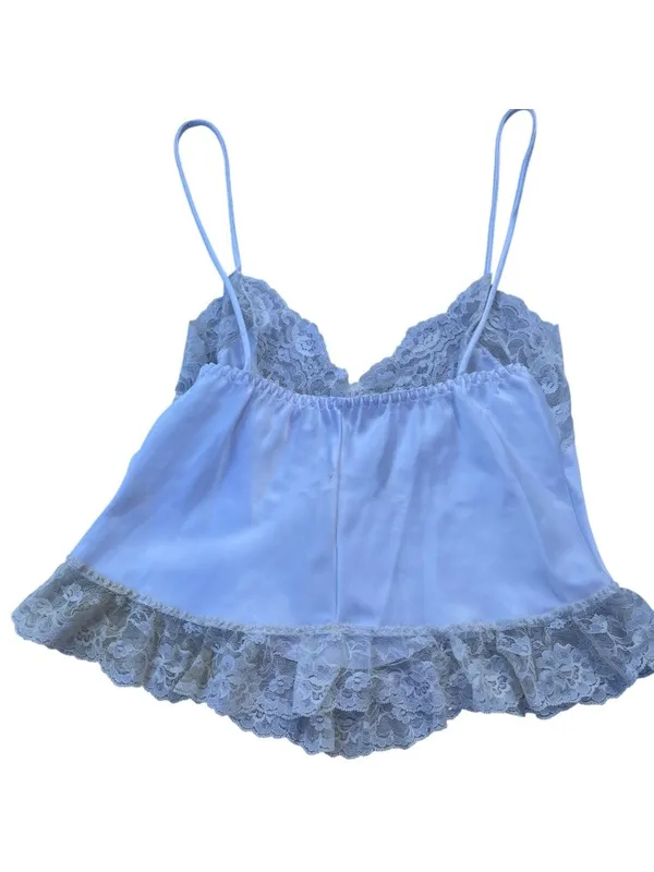 Vintage Lis Levesque White Lace Satin Camisole Top Small Made In USA 21r - Image 2