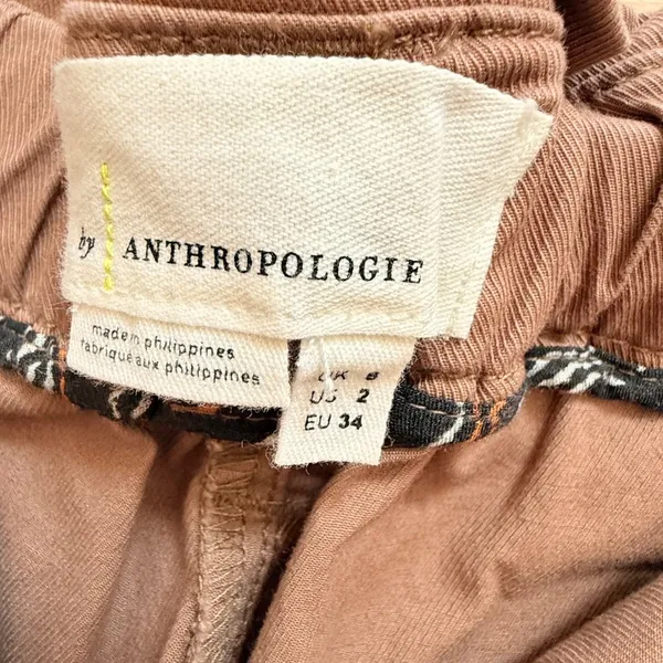 Anthropologie 4 Ellie Embroidered Brown Utility Pants Belted High Waisted Size 2 - Image 5