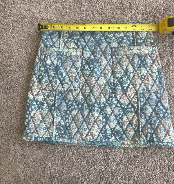 Free People Mini Skirt Quilted Darla Sz X-Small baby blue Floral Pockets Boho cottage core - Image 9