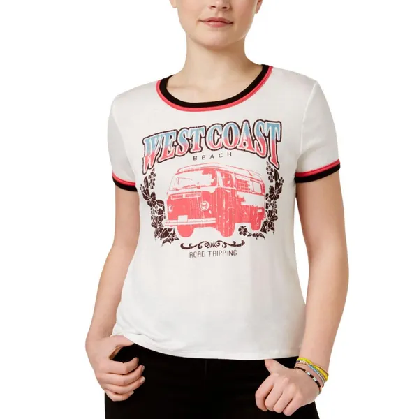 Rebellious One Juniors West Coast Ringer T-Shirt Tee Graphic Ivory Off White M - Image 5