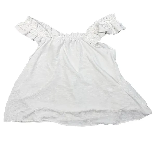 Ruffle Strap Tank Top Womens Large White Sleeveless Square Neck Flowy Blouse - Image 5