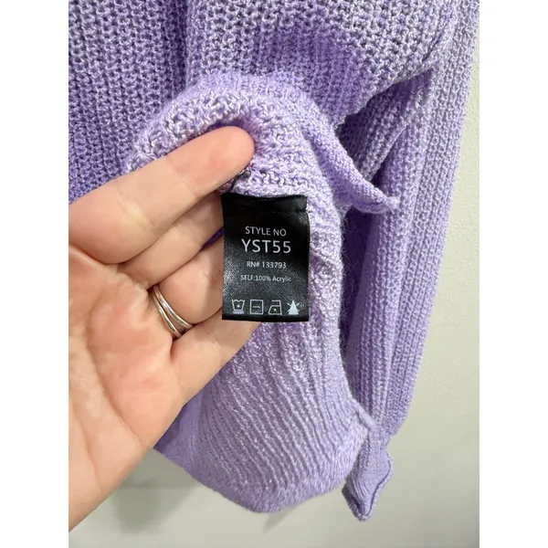 POL Purple V-Neck Knit Sweater‎ Oversized Long Sleeve Womens Small - Image 4