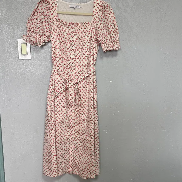 English Factory White and Red Floral Midi Dress - Image 3
