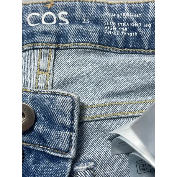 COS Women's Blue Slim Straight Ankle Medium Wash High Rise Denim Jeans Size 25 - Image 4