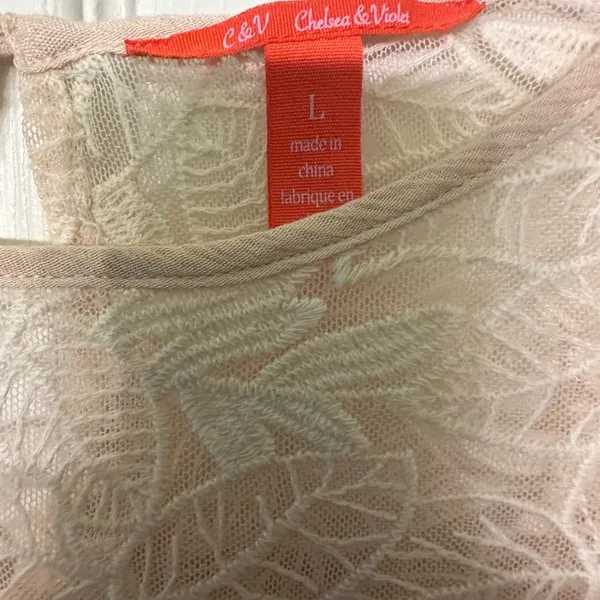 Chelsea and Violet Elegant Lace Beige Women's Top - Image 2