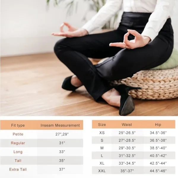 NWT YOGIPACE Straight Leg Yoga Dress Pants,‎ Back Pockets Black Size Small Short - Image 3
