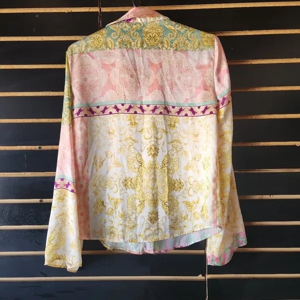 ZARA Colorful Patterned Women’s Button-Up Shirt Romántic Size S - Image 4
