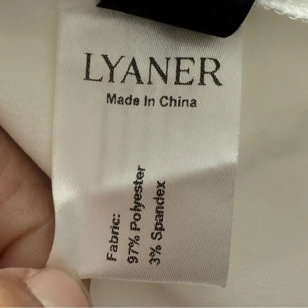 LYANER Wrap Tie Back Square Neck Double Layer Ruffle Hem A Line Mini Dress Sz M - Image 9