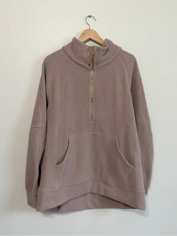 Lululemon Oversized Scuba Tumbled Fleece Funnel-Neck Half Zip Size XL / XXL Pink - Image 2