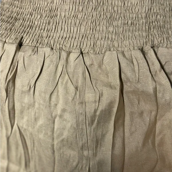 Wide Leg Linen Pants Tan Size XL - Image 4