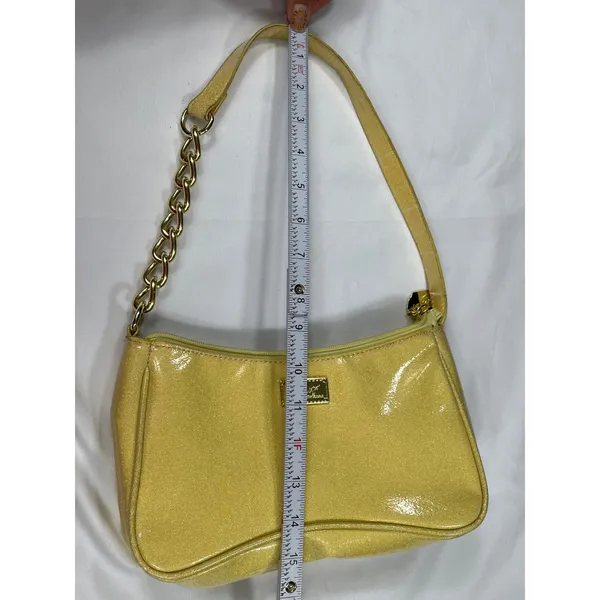Luv Betsey by Betsey Johnson SKU 7885 Yellow Gold Glittery Shoulder Bag With Ch - Image 13