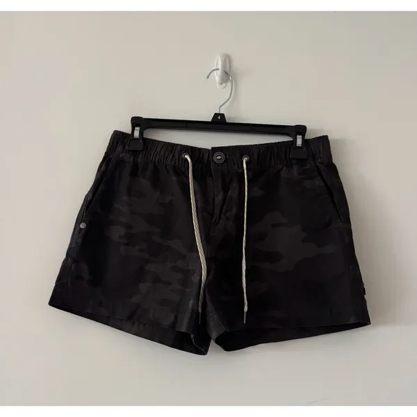 Vuori Ripstop Black Camo Drawstring Athletic Utility Outdoor Shorts Size S - Image 2