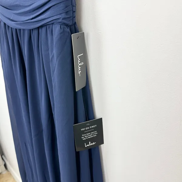 Lulus Heavenly Hues Navy Blue Maxi Dress Chiffon Bridesmaid Formal XS NWT - Image 7