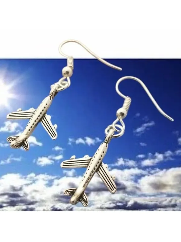 Airplane Earrings New Flight Attendant Gulfstream Aviation Travel Dangle Hooks - Image 2
