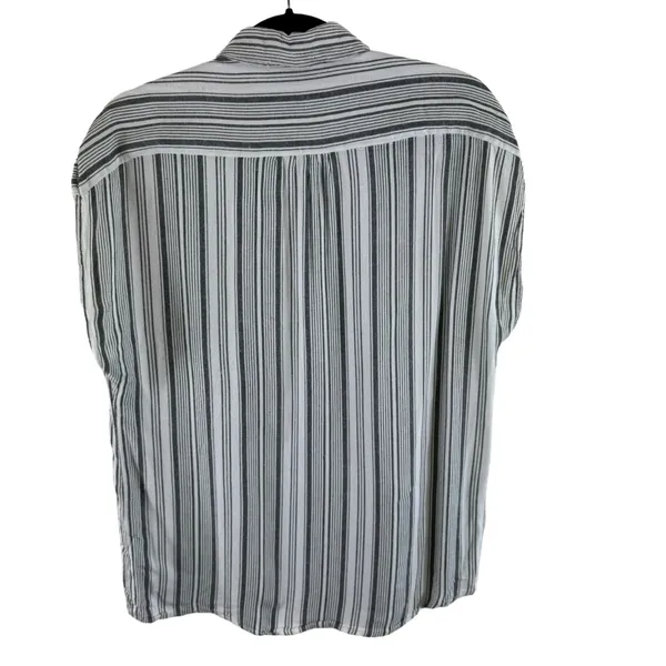 Anthropologie‎ WAYF Striped Lightweight Sleeveless Collared Rayon Button Up Sz L - Image 2