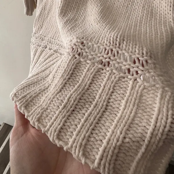 Aerie White Chunky Oversized Chenille Knit Turtleneck Sweater‎ XL - Image 4